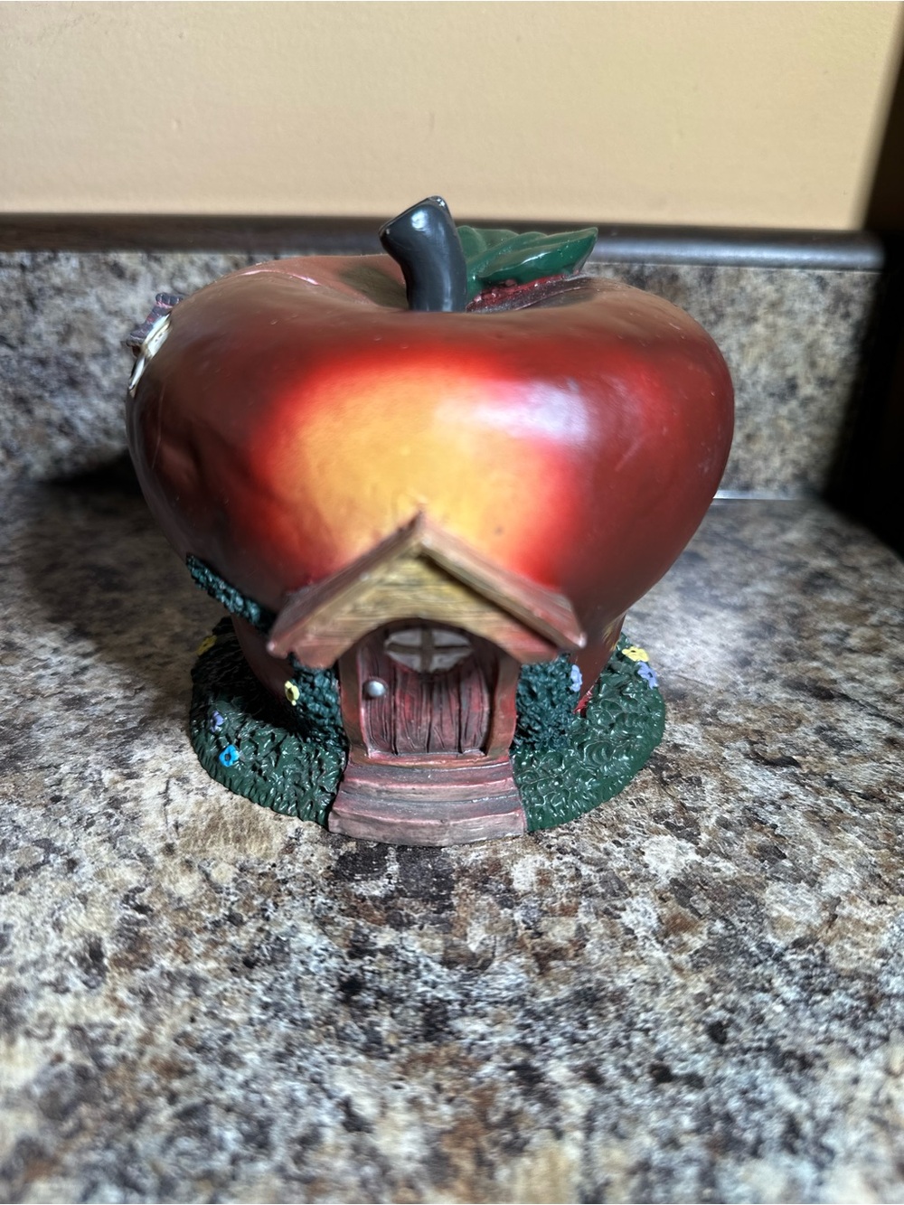 Red Apple Decorative Bookends with Cottage Details
